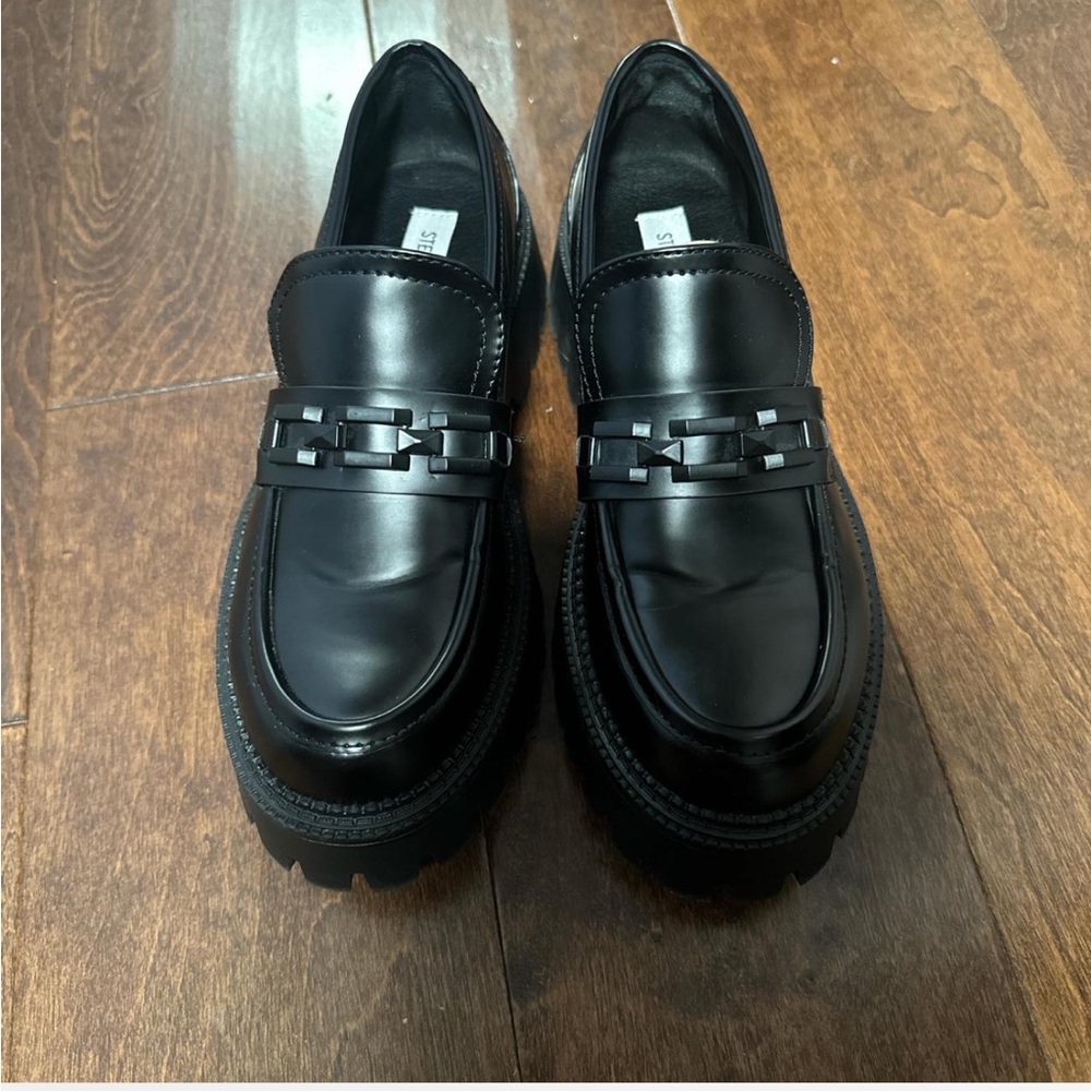 Womens Steve Madden Y2K Black Chunky Loafers Size 10